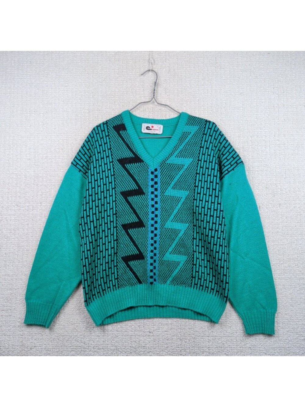 Vintage 90's Cooper Canada Sweater Mens Sz M Green Knit V-Neck Pullover Grandpa